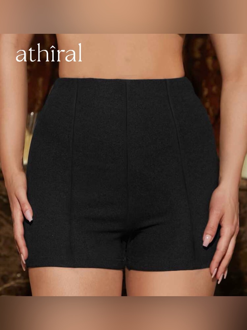 High-Waist Black Tailored Shorts